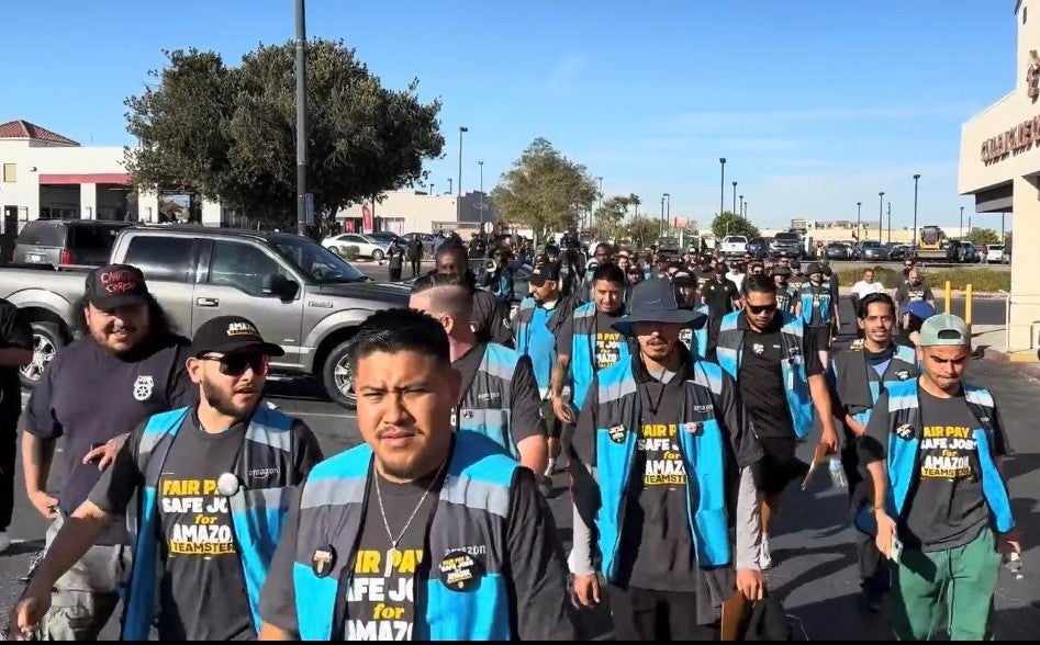 Amazon Teamsters rally in Victorville, California