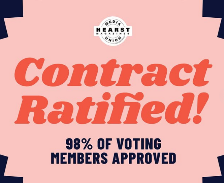 Graphic that reads, “Contract ratified! 98% of voting members approved.”