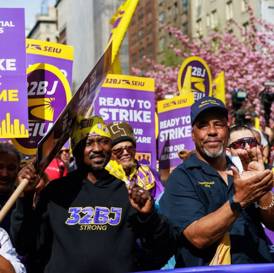 SEIU members rallying in New York City.
