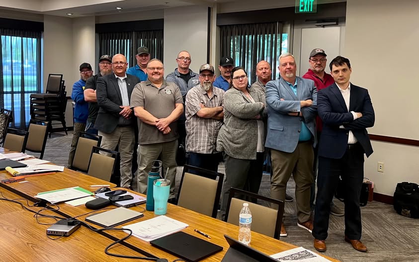 IAM Union members pose for a group position