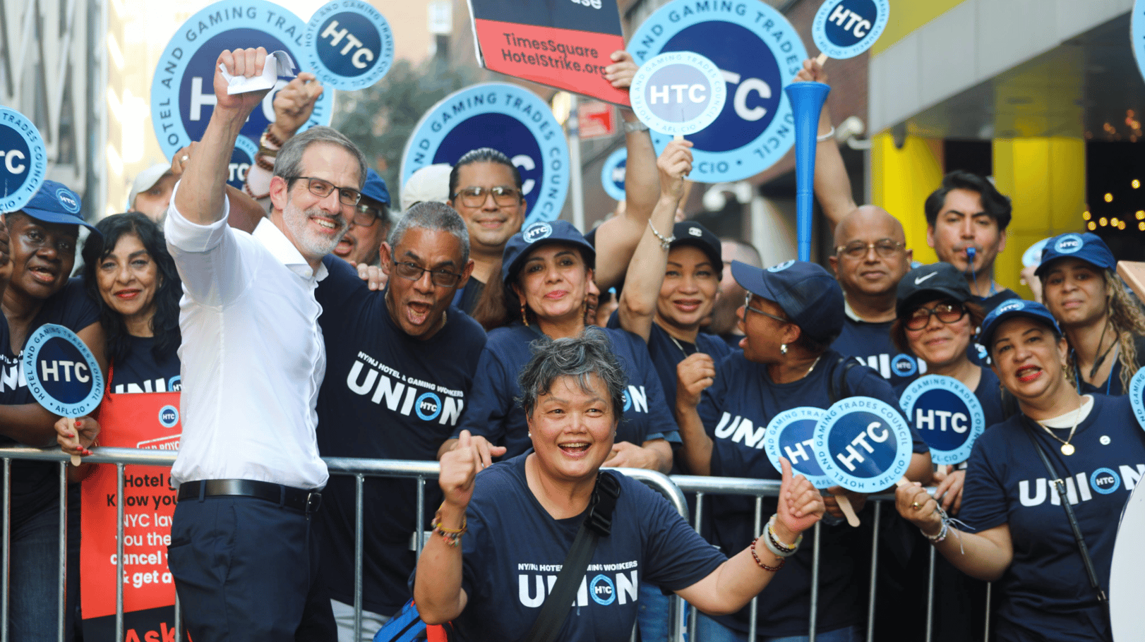 Hotel and Gaming Trades Council members pose for a group picture.