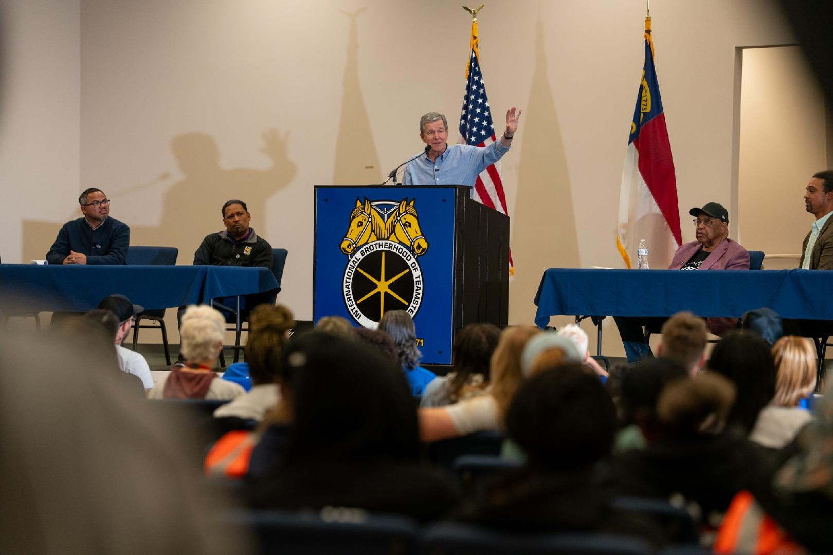 [Left to right] Joseph Bryant, Jaime Contreras, Roy Cooper, Fred Redmond and Braxton Winston.